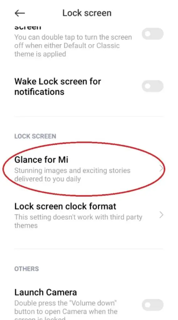 Step 3 of how to turn off Glance in Mi